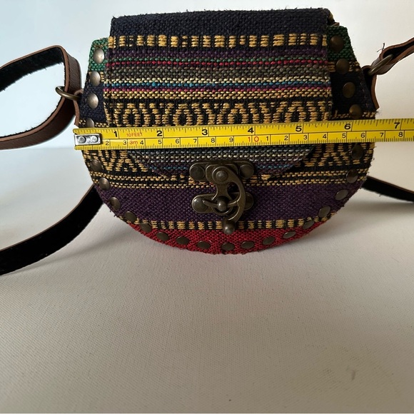 Multicolor Persian Bohemian Crossbody Bag With Unique Trendy Brass Swing Latch - Picture 6 of 8